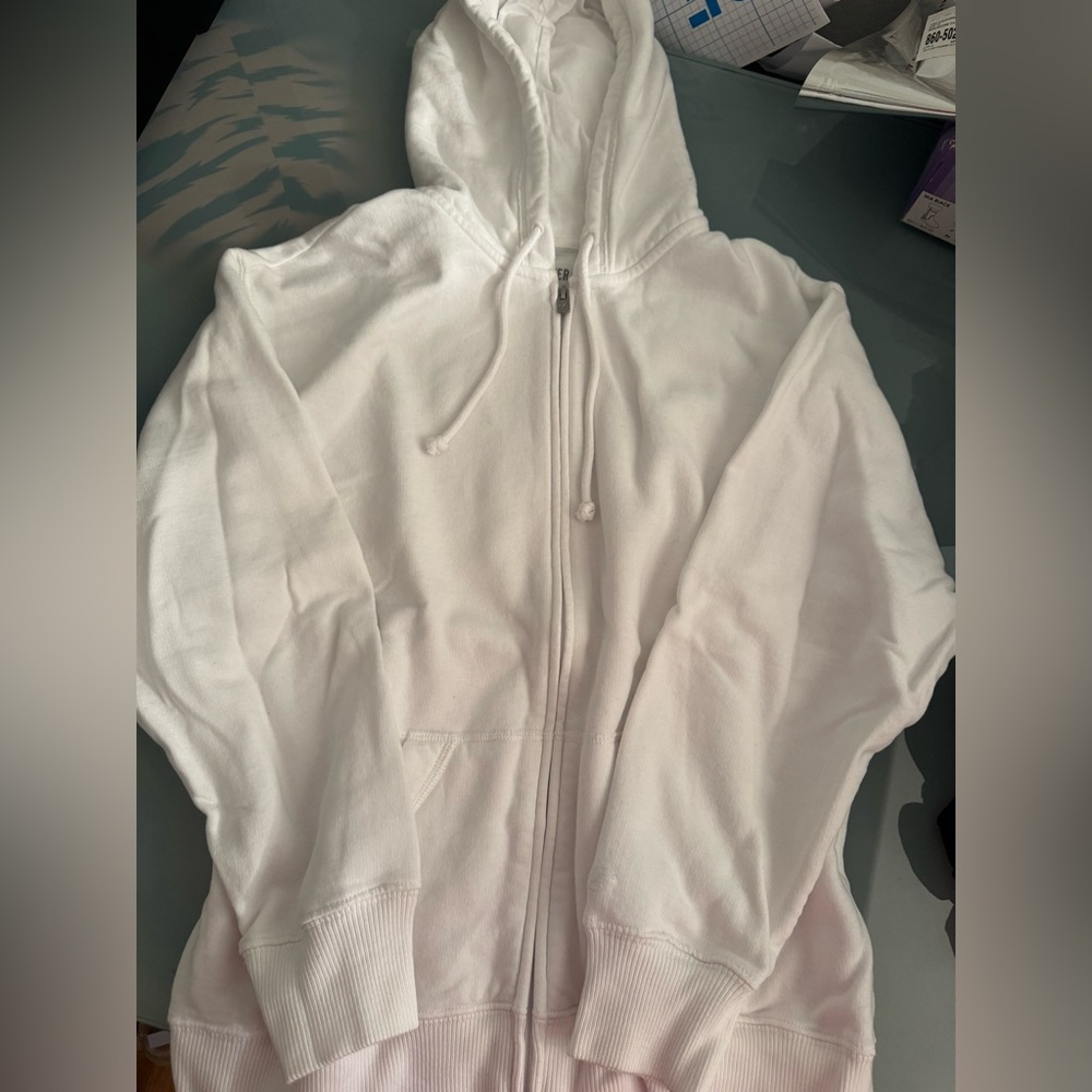White Zip-Up Hoodie